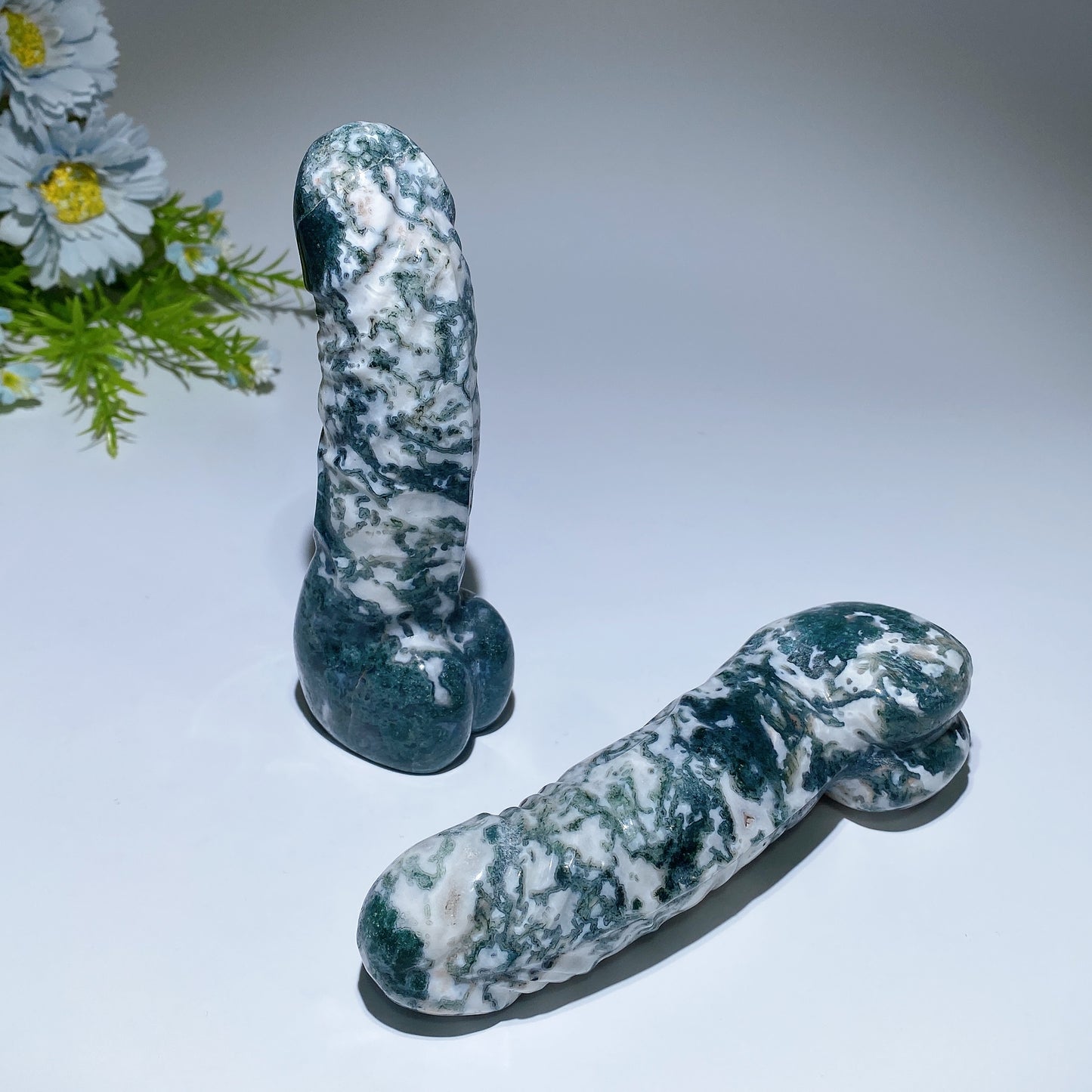 5.8" Moss Agate Ding Ding Carving Crystal Healing Bulk Wholesale