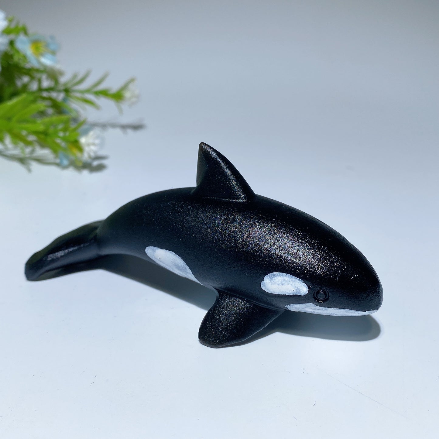 5.9" Black Obsidian Killer Whale Carving Crystal Healing Bulk Wholesale