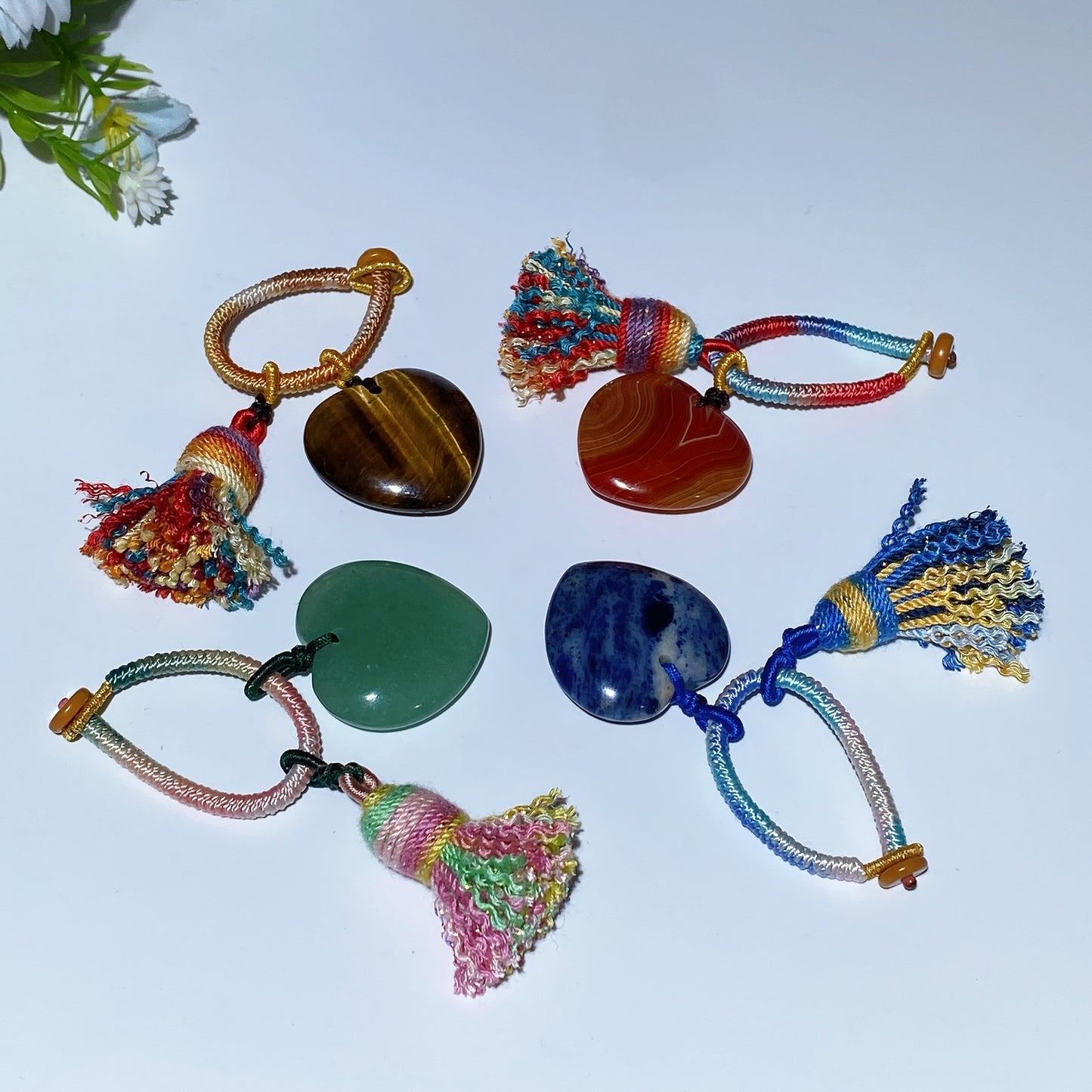 Crystal Heart with Rope Tassels Key Chain Crystal Healing Bulk Wholesale