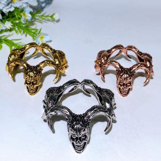 Metal Three-Goat Skulls Stand Crystal Healing Bulk Wholesale