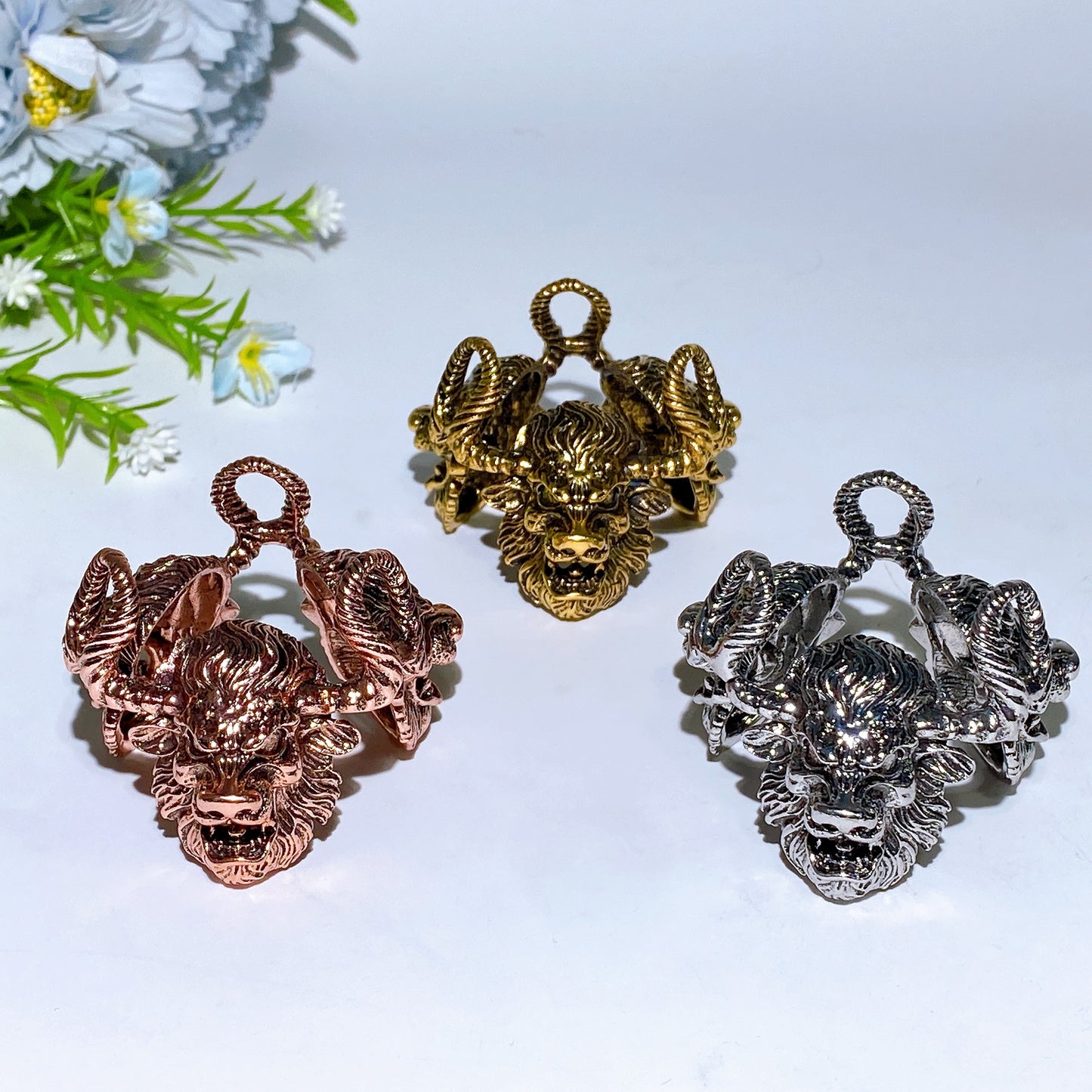 Metal Triple Bulls Stand Crystal Healing Bulk Wholesale