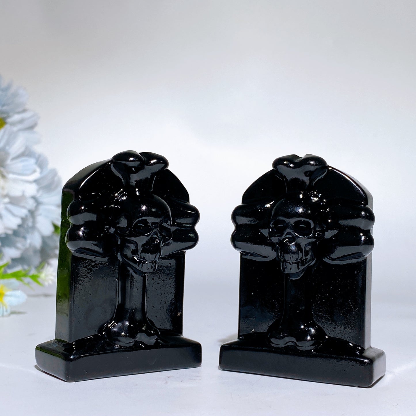 2.0" Black Obsidian Headdstone Tombstone Carving Crystal Healing Bulk Wholesale
