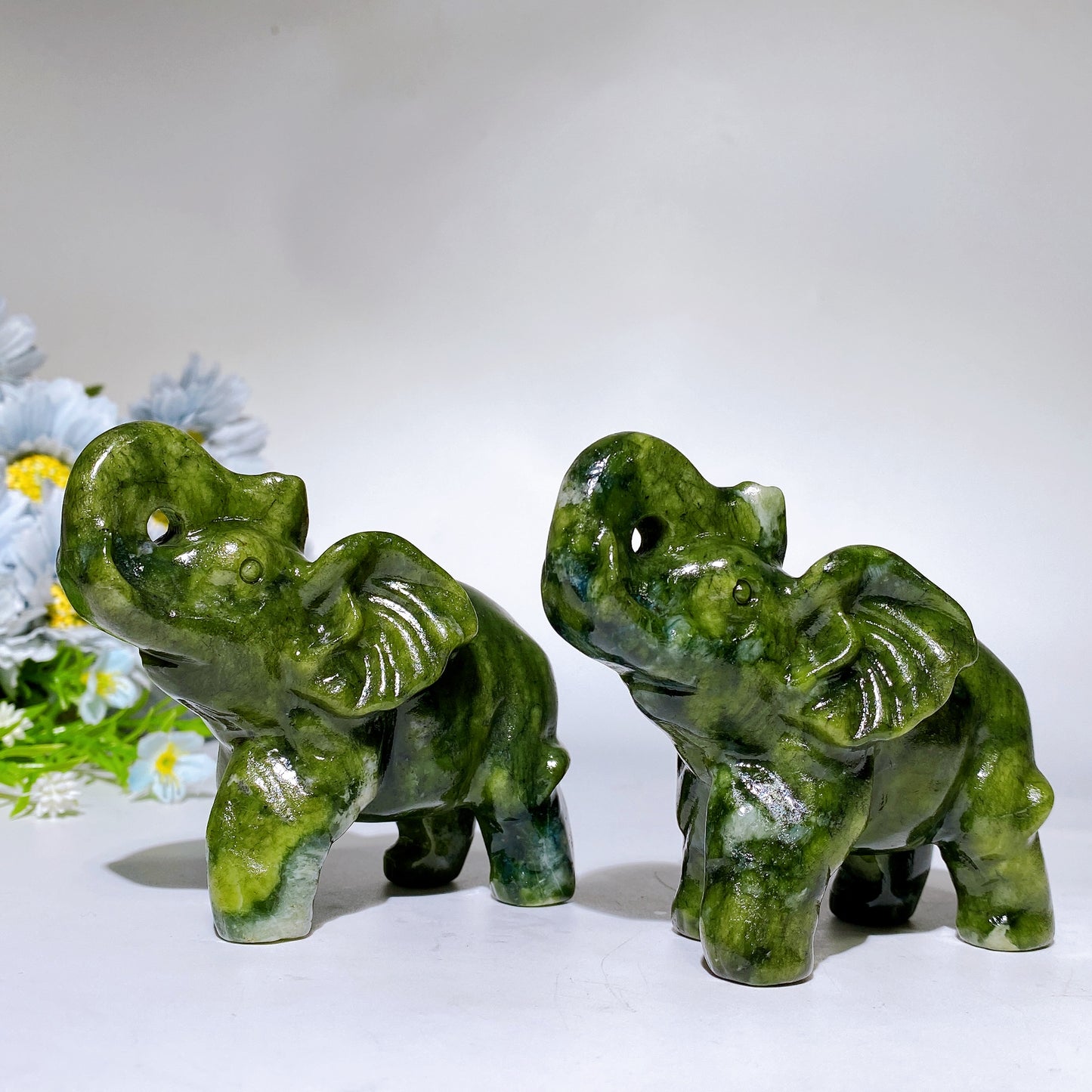 3.7" Serpentine Elephant Carving Crystal Healing Bulk Wholesale