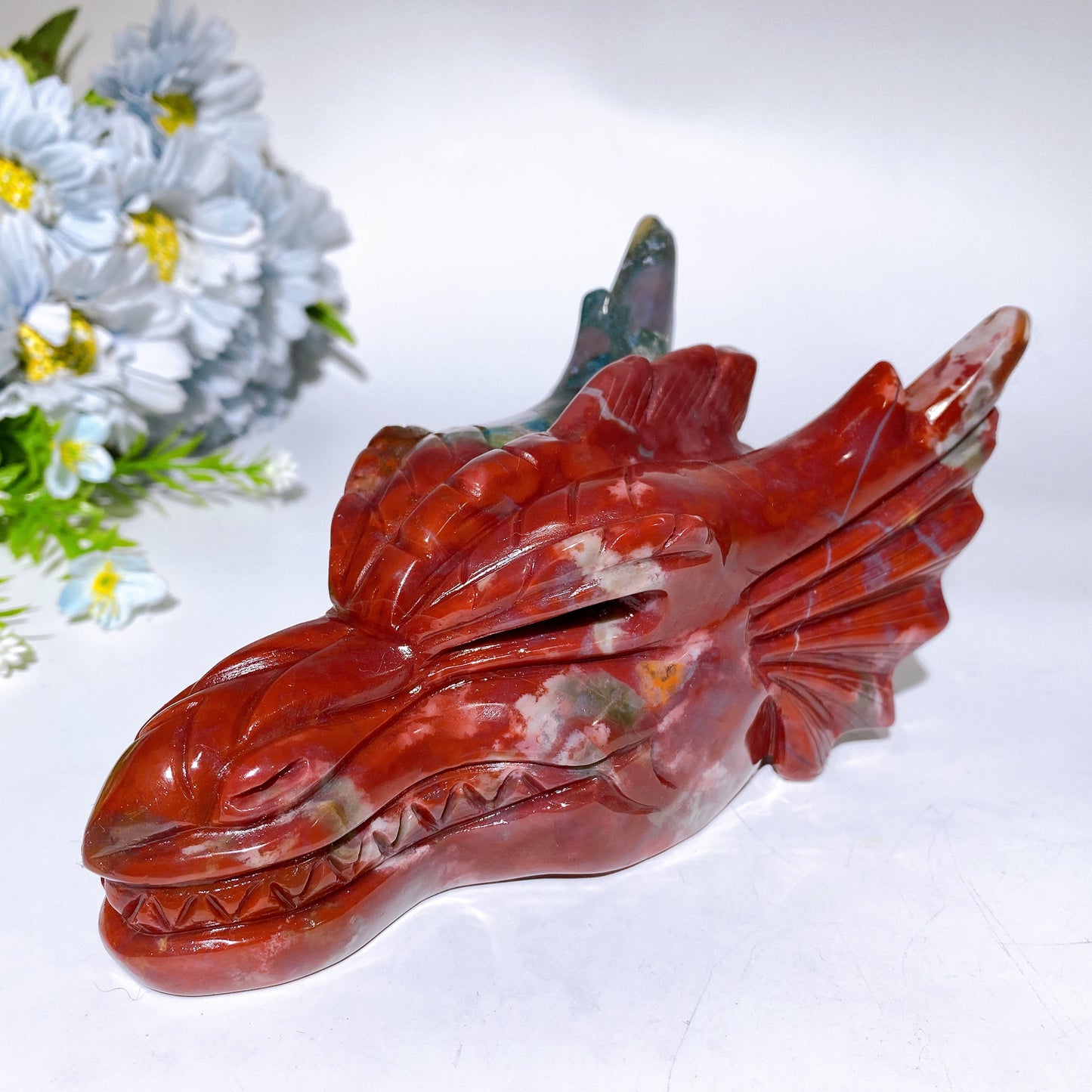 6.2" Ocean Jasper Dragon Head Carving Crystal Healing Bulk Wholesale
