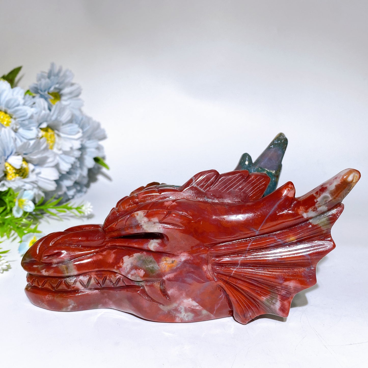 6.2" Ocean Jasper Dragon Head Carving Crystal Healing Bulk Wholesale