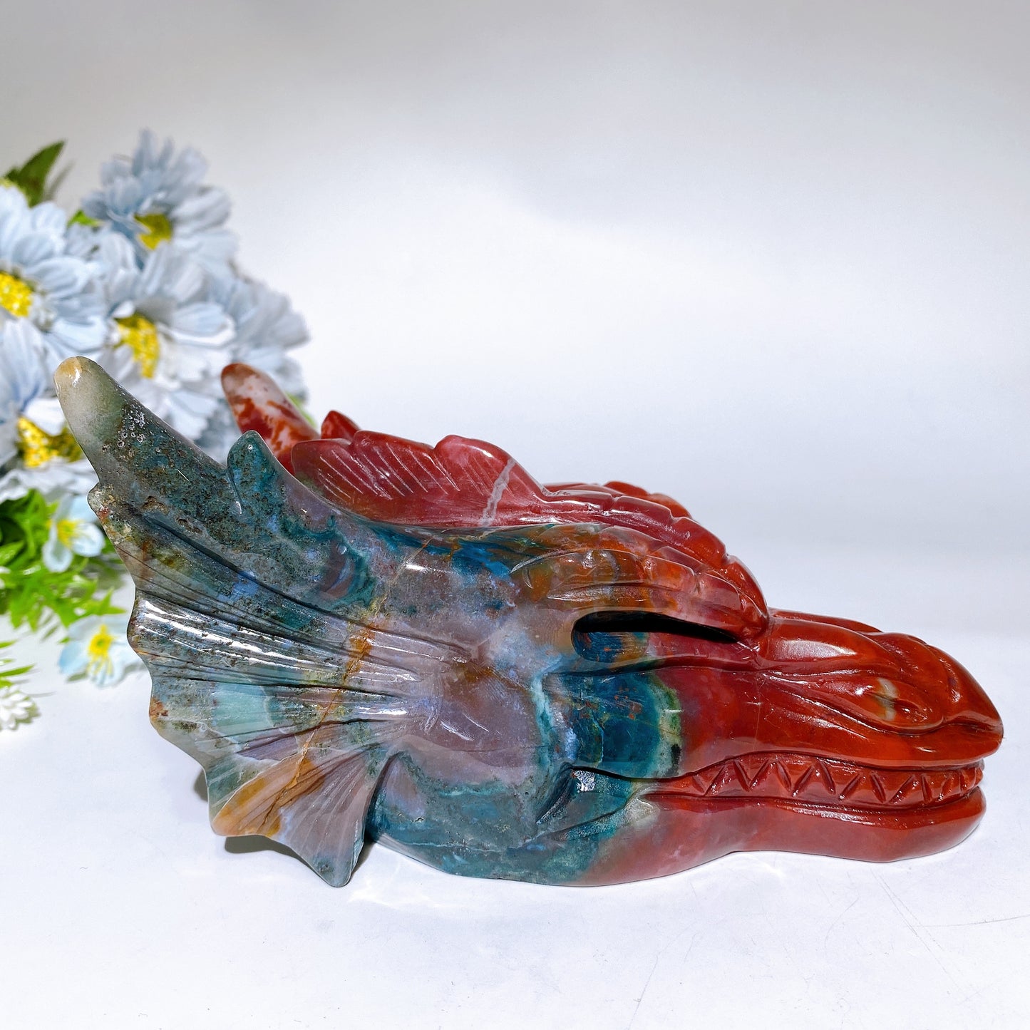 6.2" Ocean Jasper Dragon Head Carving Crystal Healing Bulk Wholesale