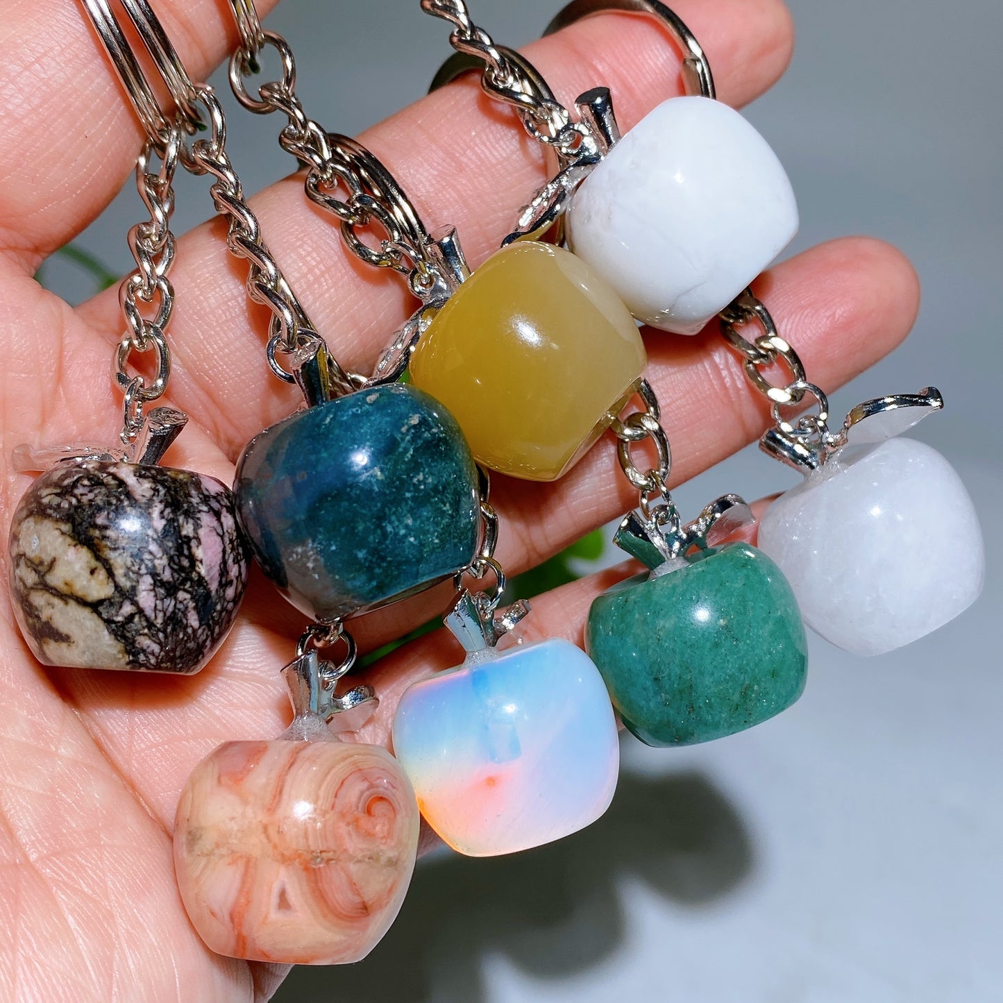 Crystal Apple Fruit Key Chain Crystal Healing Bulk Wholesale
