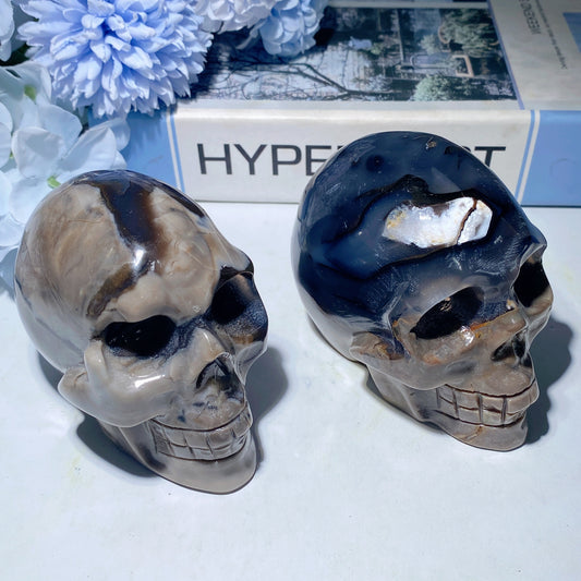 3.4" Volcanno Agate Skull Carvings Bulk Wholesale