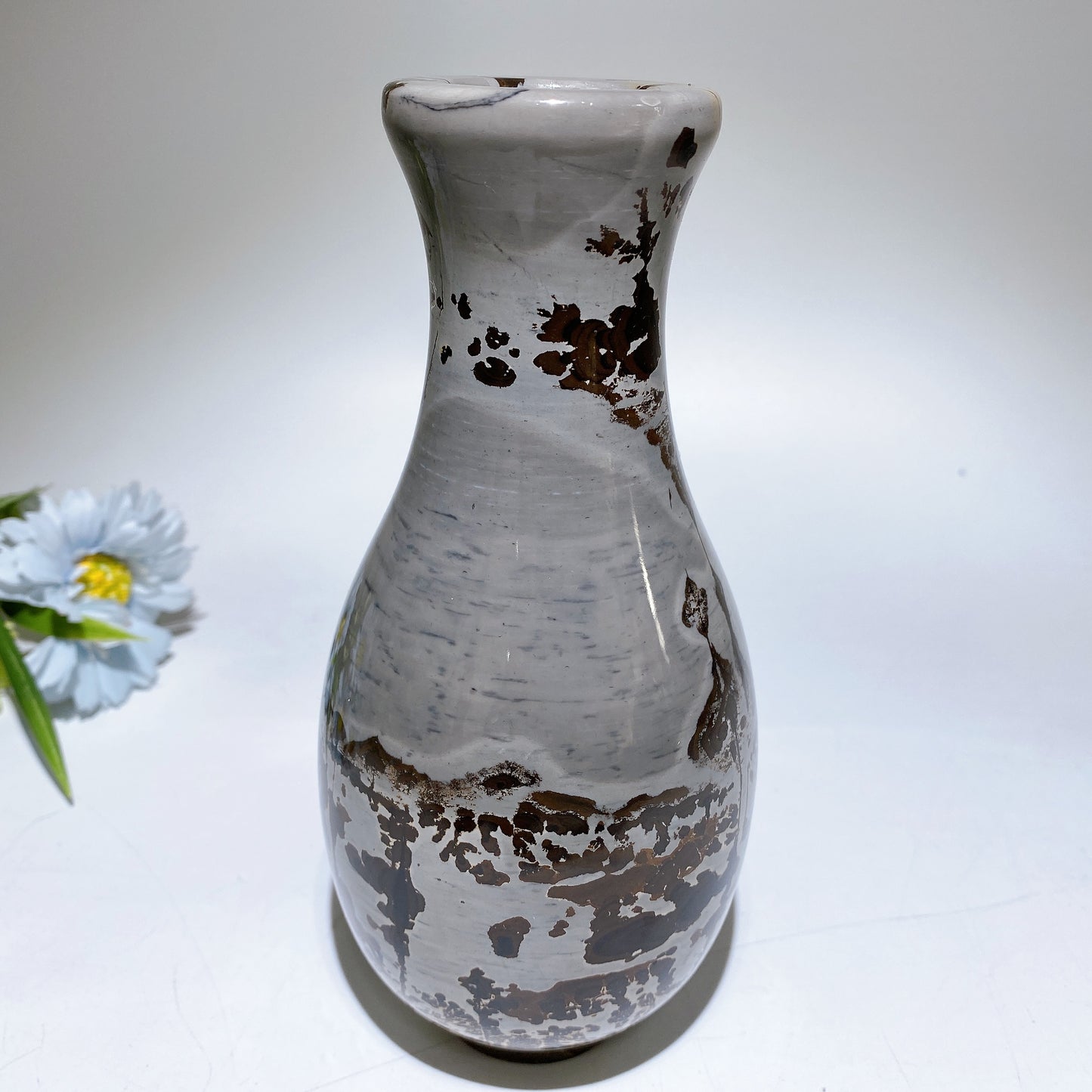 19cm Picture Jasper Vase Crystal Healing Carving Bulk Wholesale