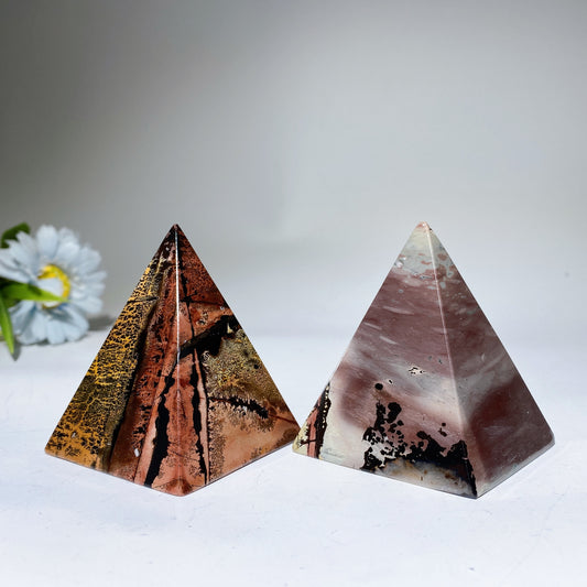 2.6" Picture Jasper Pyramid Carving Crystal Healing Bulk Wholesale