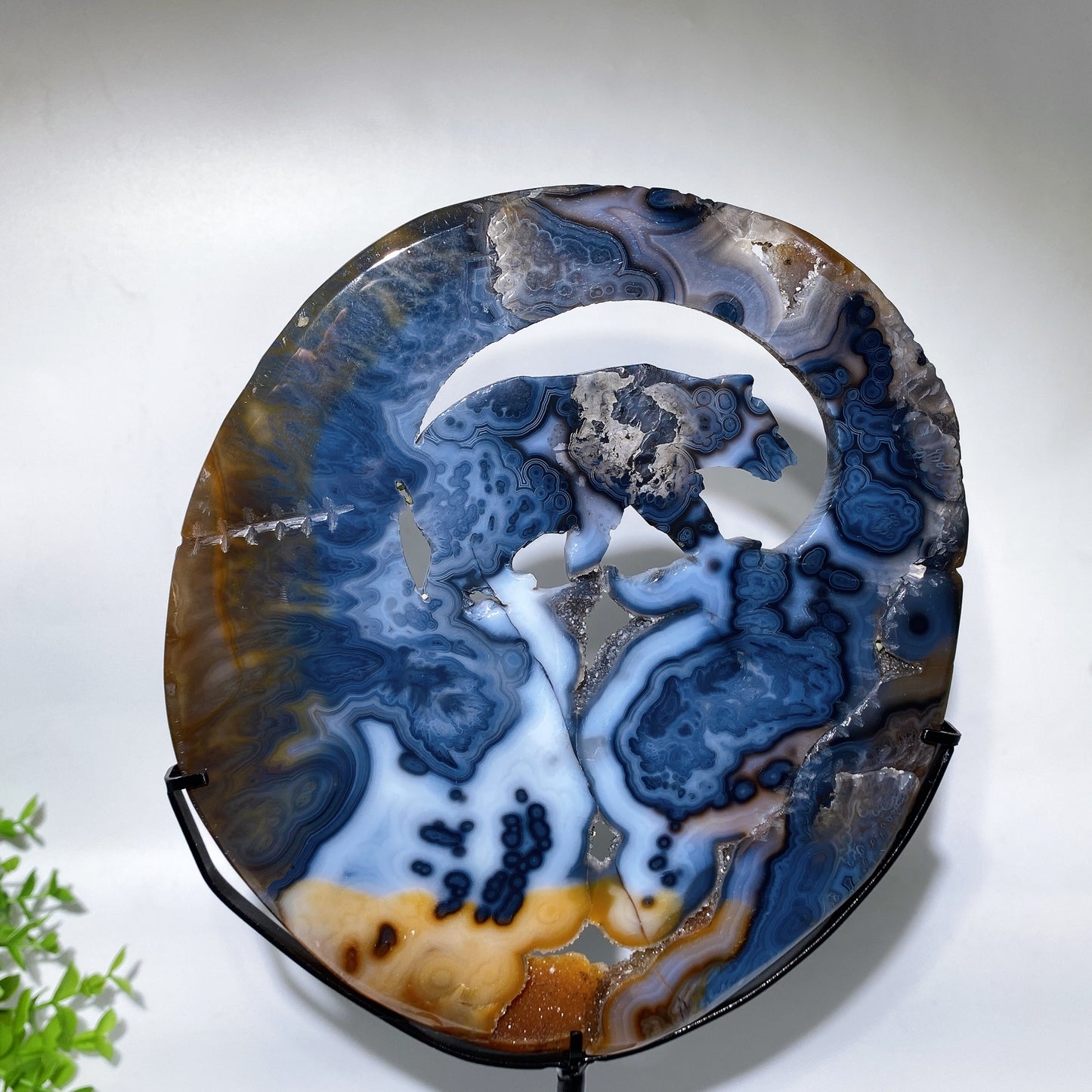 20.5cm Unique Druzy Agate Bear Carving with Stand Crystal Healing Bulk Wholesale