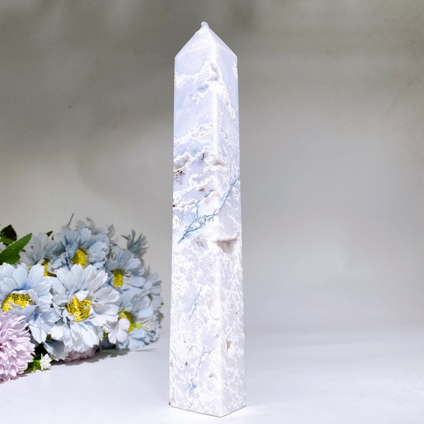 18-30cm White Druzy Dendritic Agate Tower Crystal Healing Bulk Wholesale