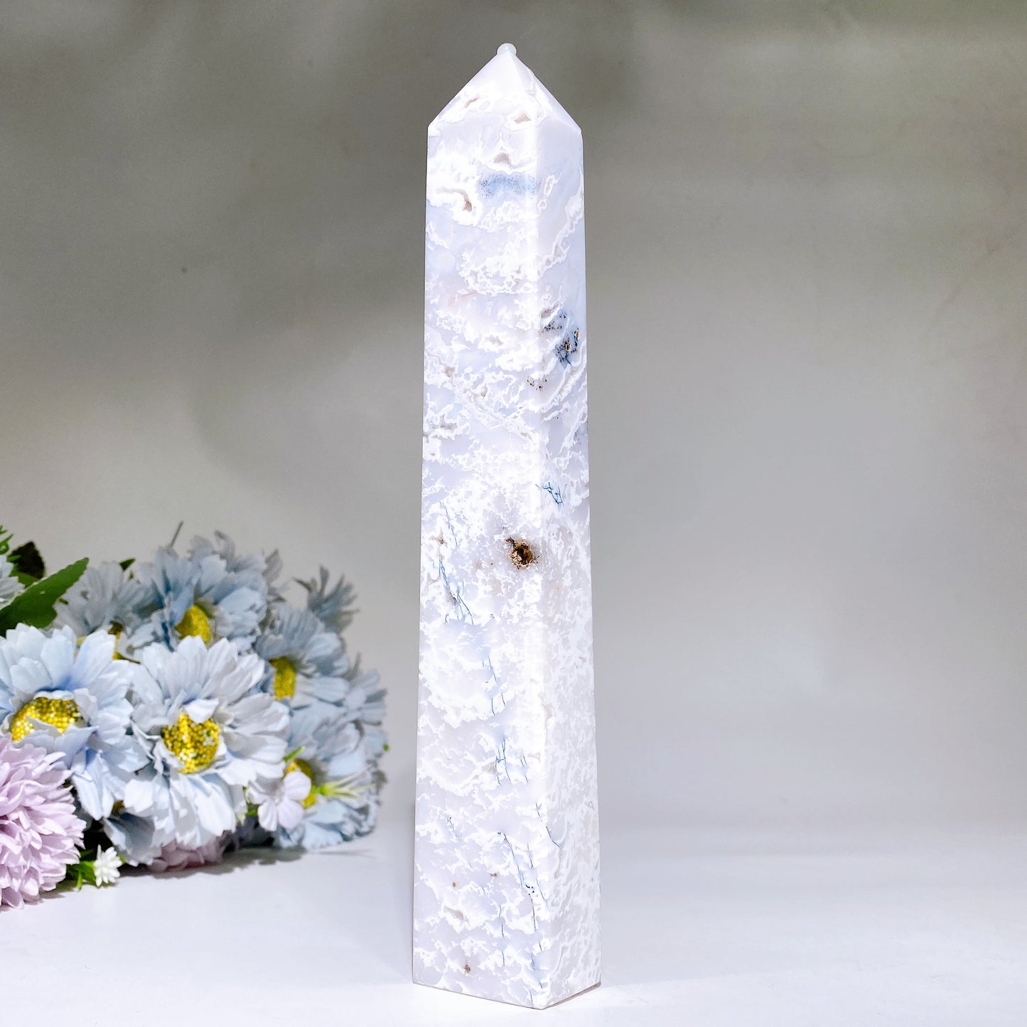 18-30cm White Druzy Dendritic Agate Tower Crystal Healing Bulk Wholesale