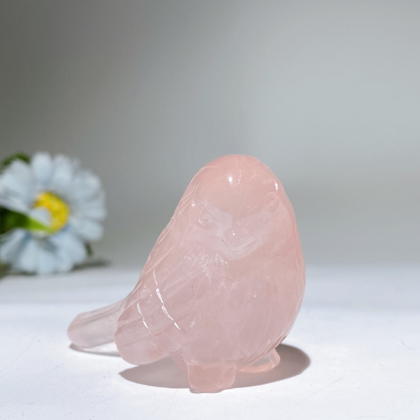 2.4" Clear Quartz Rose Quartz Bird Crystal Healing Carving Bulk Wholesale