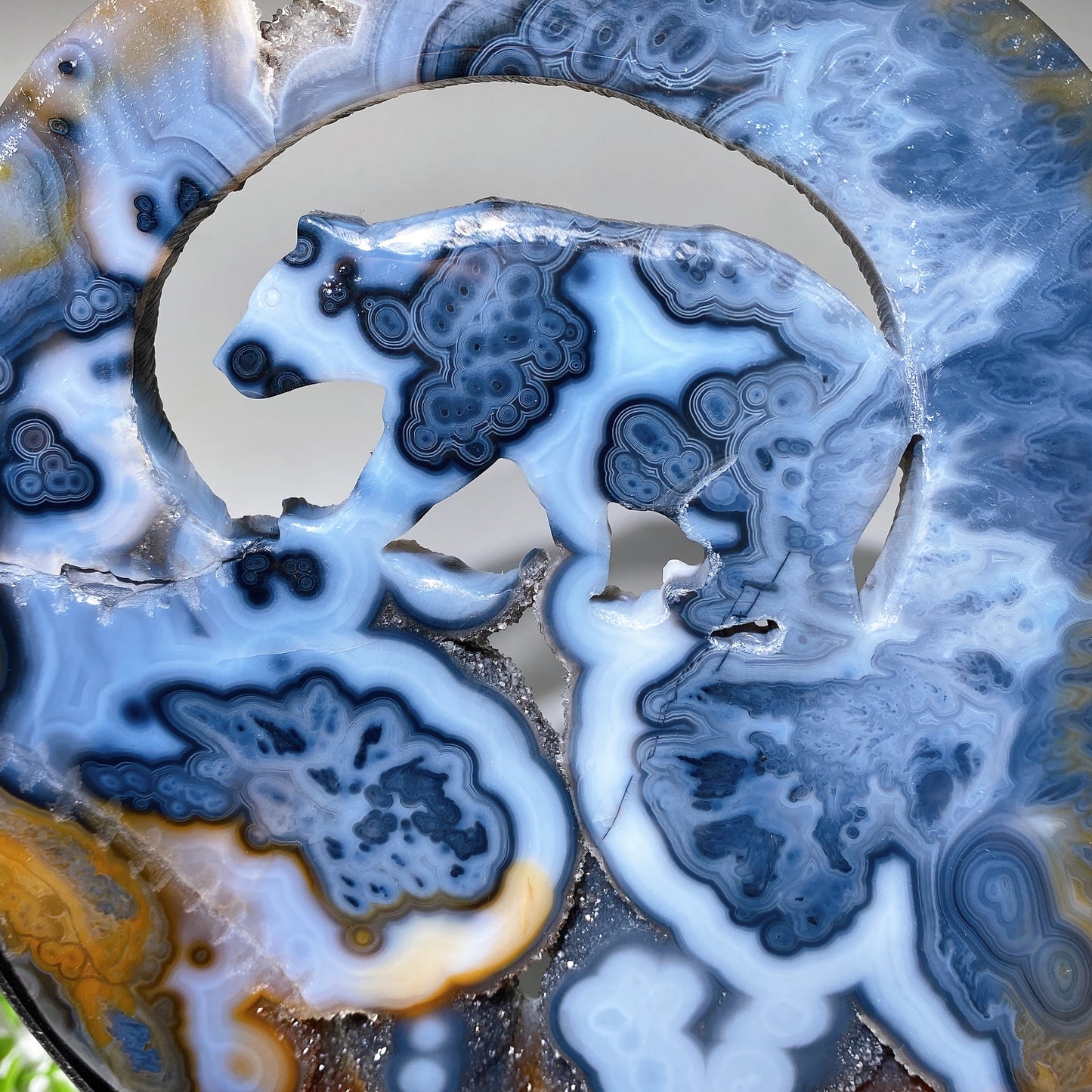 20.5cm Unique Druzy Agate Bear Carving with Stand Crystal Healing Bulk Wholesale