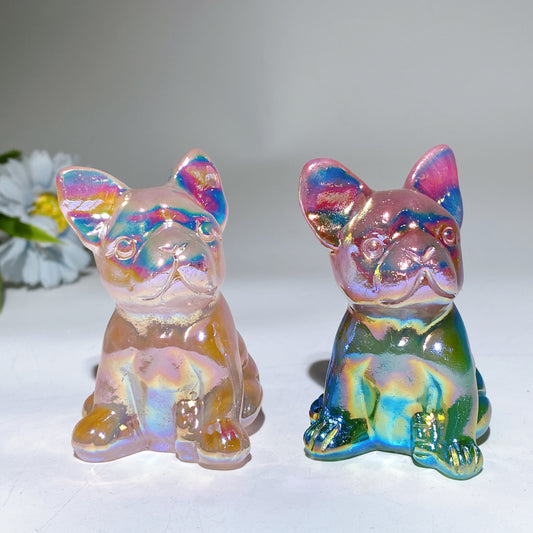 3.1" Aura Crystal Healing Dog Carving Bulk Wholesale