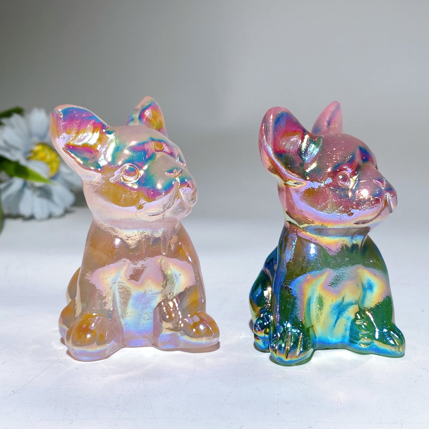 3.1" Aura Crystal Healing Dog Carving Bulk Wholesale