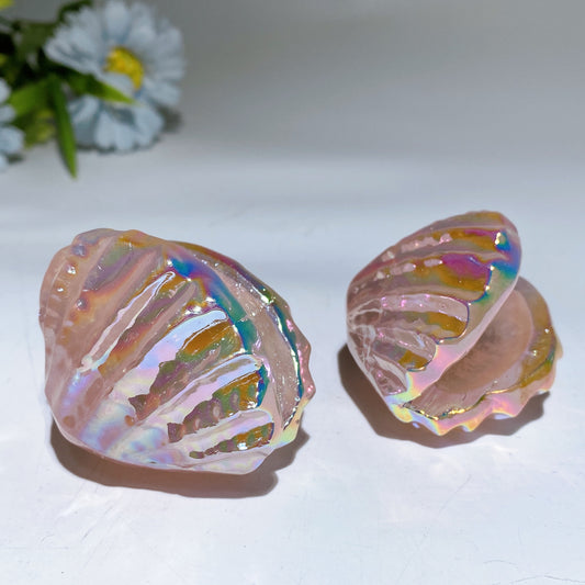 2.2" Aura Rose Quartz Shell Carving Crystal Healing Bulk Wholesale