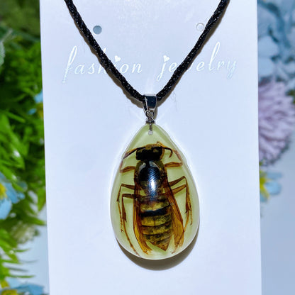 Adjustable Luminous Drop Shape Necklace with Insect Crystal Healing Bulk Wholesale