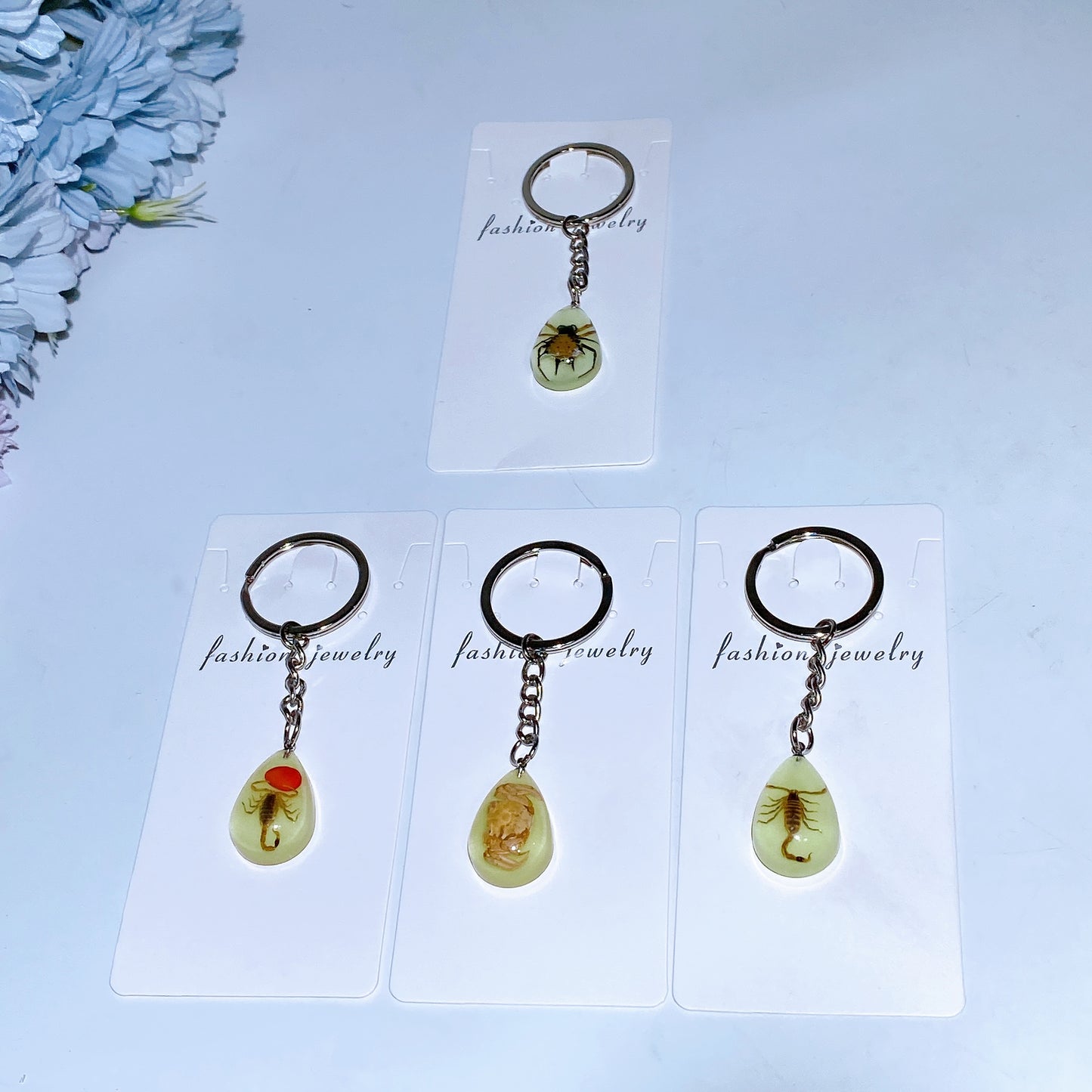 55mm Luminous Key Chain with Insect Crystal Healing Bulk Wholesale
