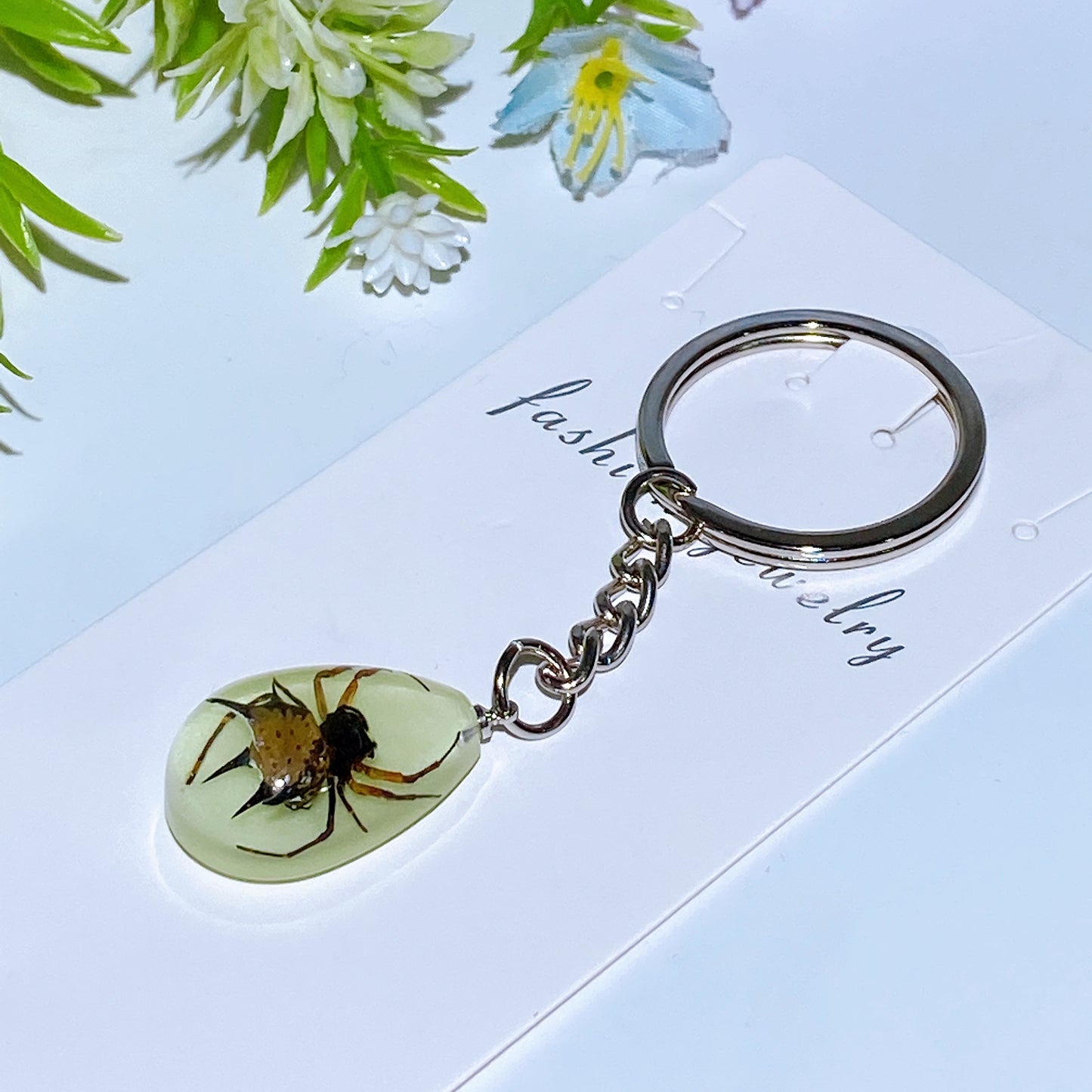 55mm Luminous Key Chain with Insect Crystal Healing Bulk Wholesale