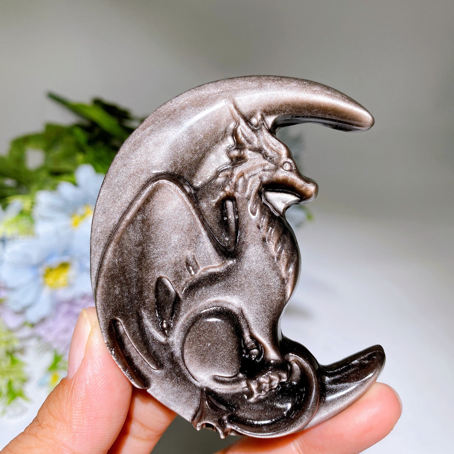 3.0"-3.4" Silver Obsidian Golden Obsidian Carving Crystal Healing Bulk Wholesale