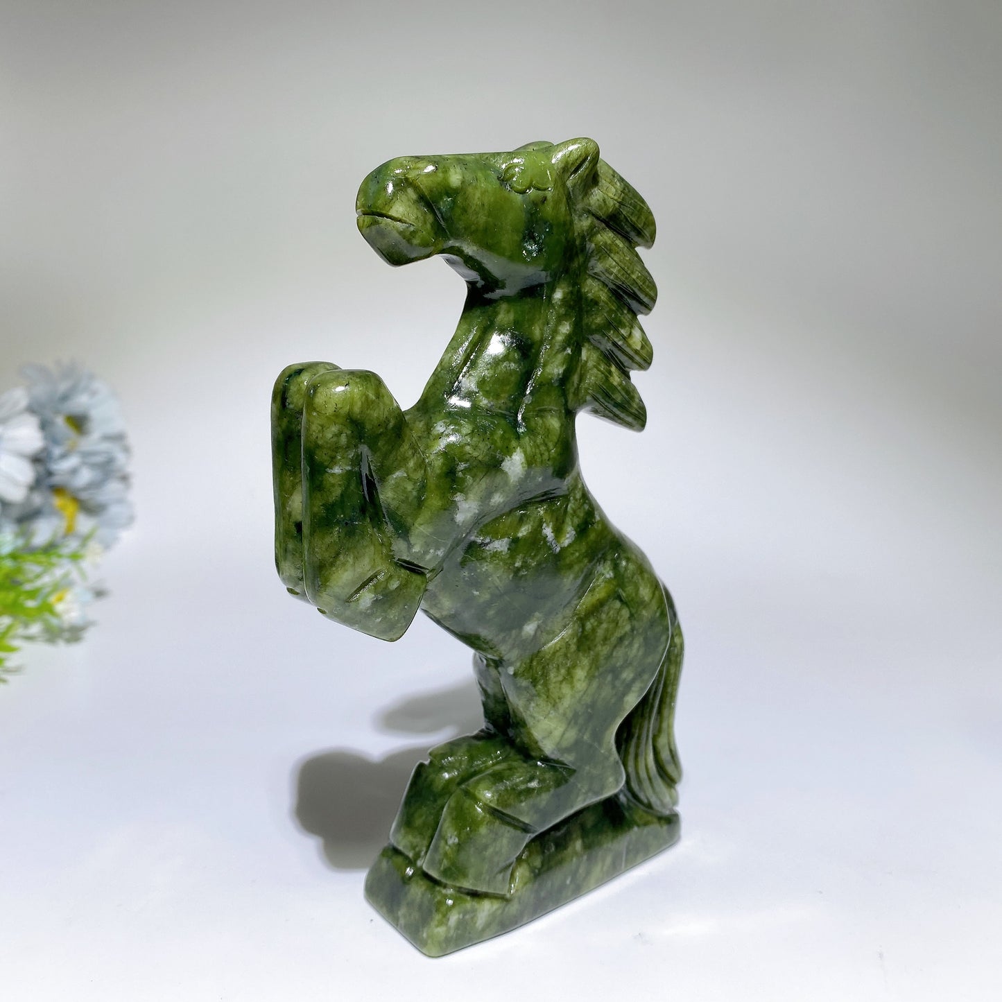 5.9" Serpentine Fluorite Horse Carving Crystal Healing Bulk Wholesale