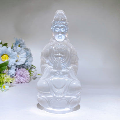 Selenite Guanyin Buddha Carving Crystal Healing Bulk Wholesale