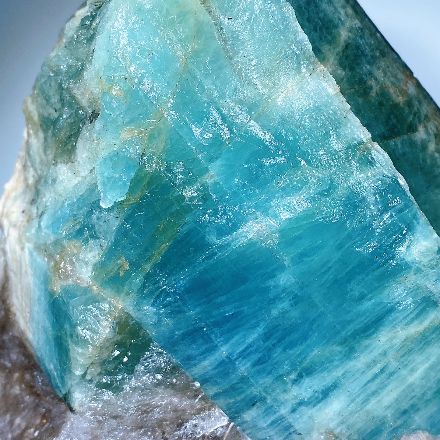 Large Unique Aquamarine in Quartz Specimen with Stand Crystal Healing