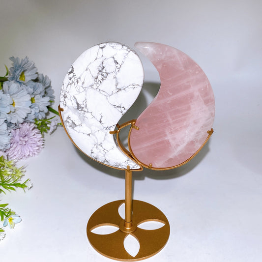 Crystal Taiji Carving with Stand Free Form Crystal Healing Bulk Wholesale