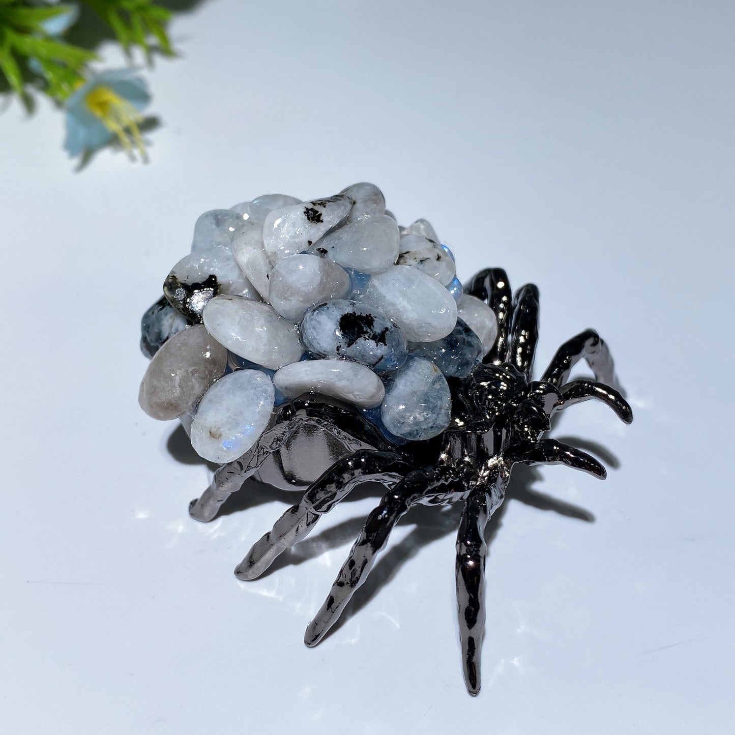 2.4" Crystal Chips Metal Spider Free Form Crystal Healing Bulk Wholesale