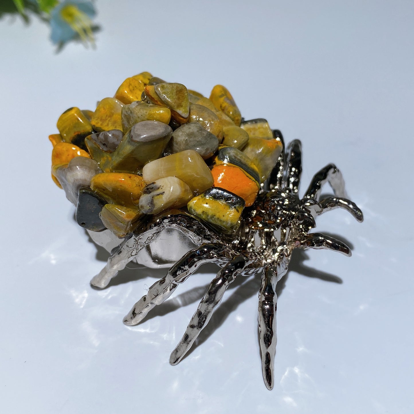 2.4" Crystal Chips Metal Spider Free Form Crystal Healing Bulk Wholesale