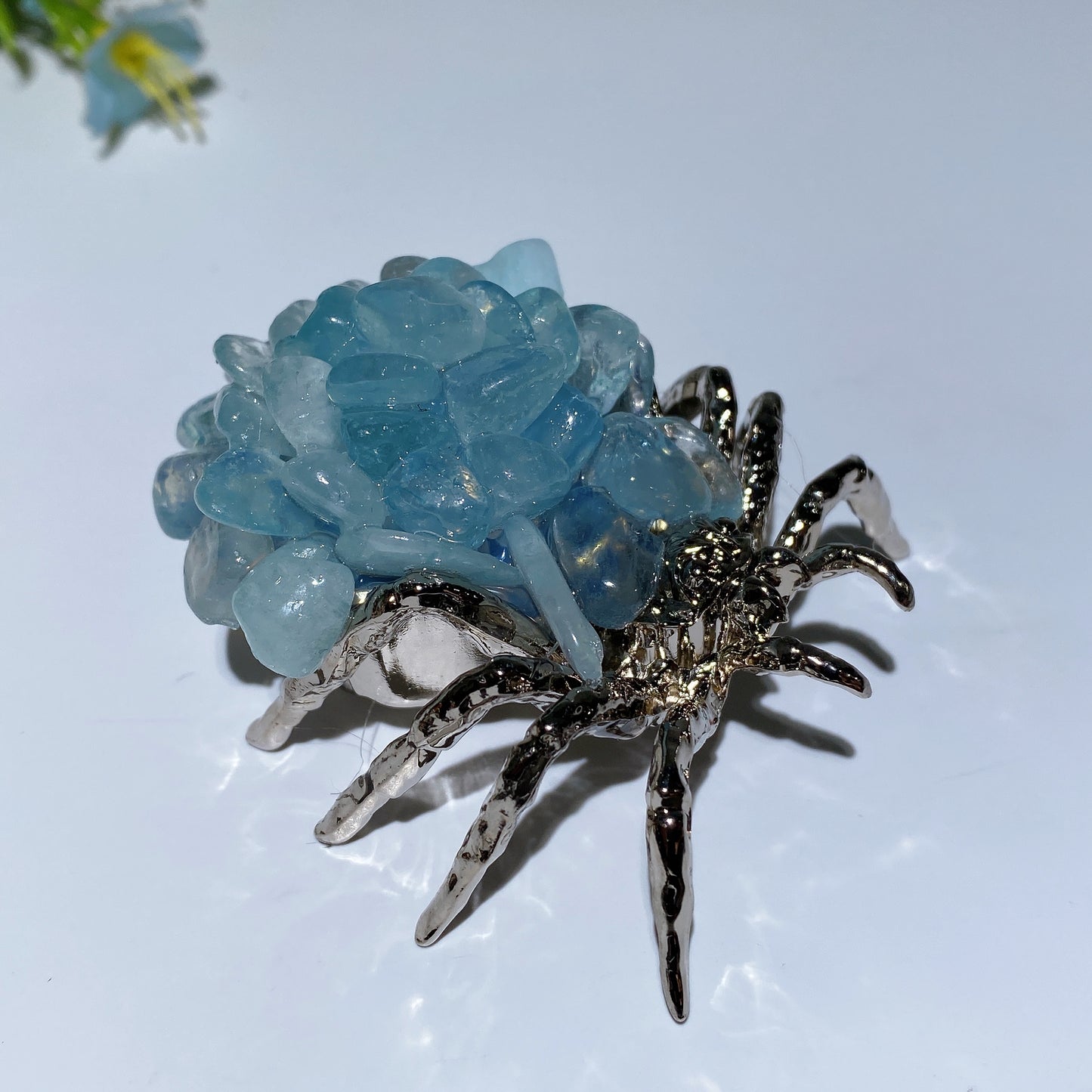 2.4" Crystal Chips Metal Spider Free Form Crystal Healing Bulk Wholesale