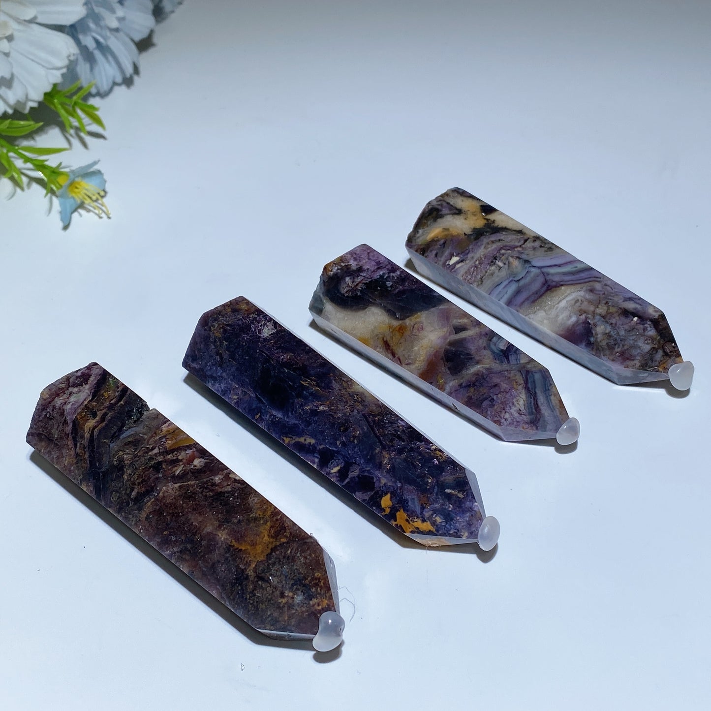 2.4"-3.8" Brecciated Fluorite Point Crystal Healing Bulk Wholesale