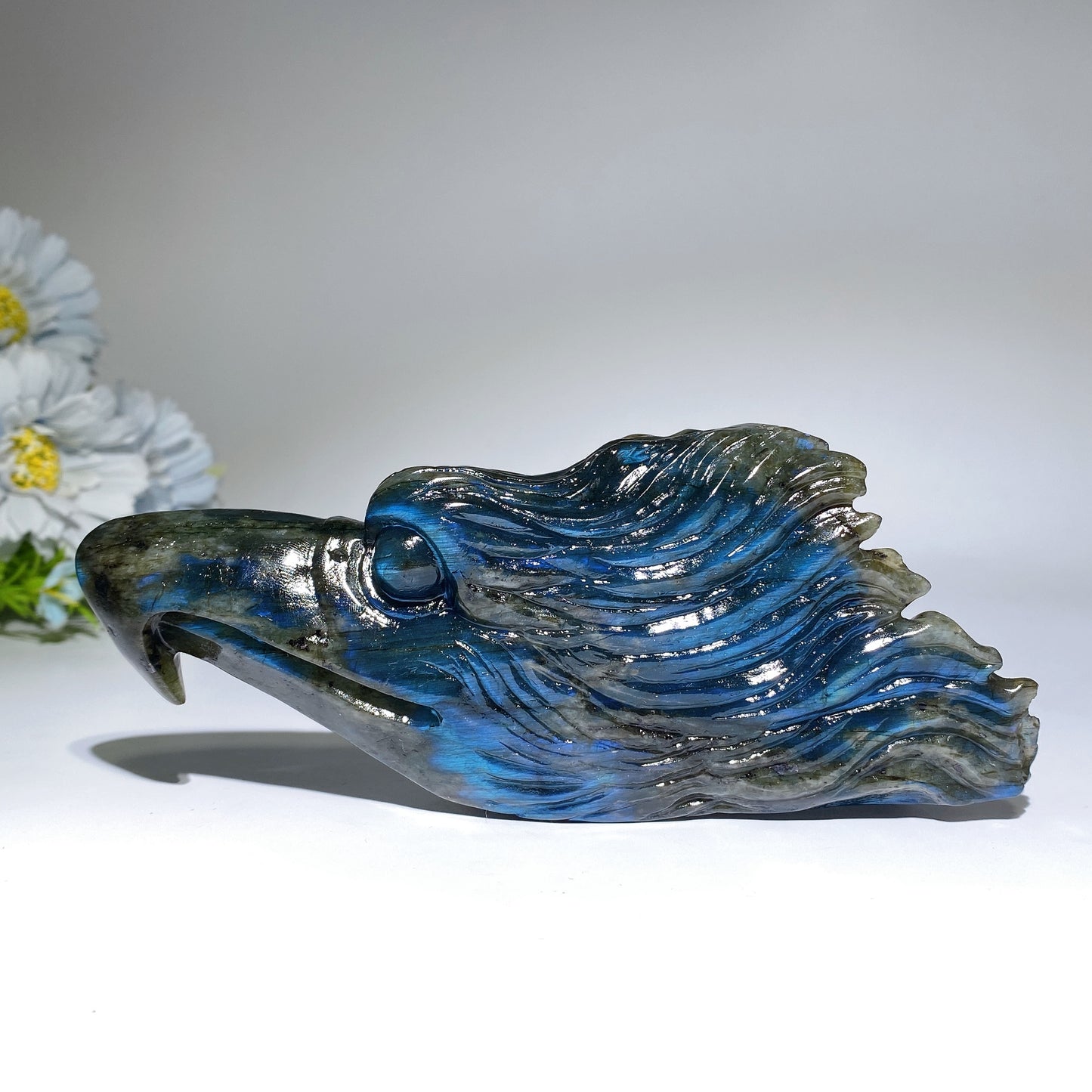 6.2" Unique Labradorite Eagle Head Carving Crystal Healing Bulk Wholesale