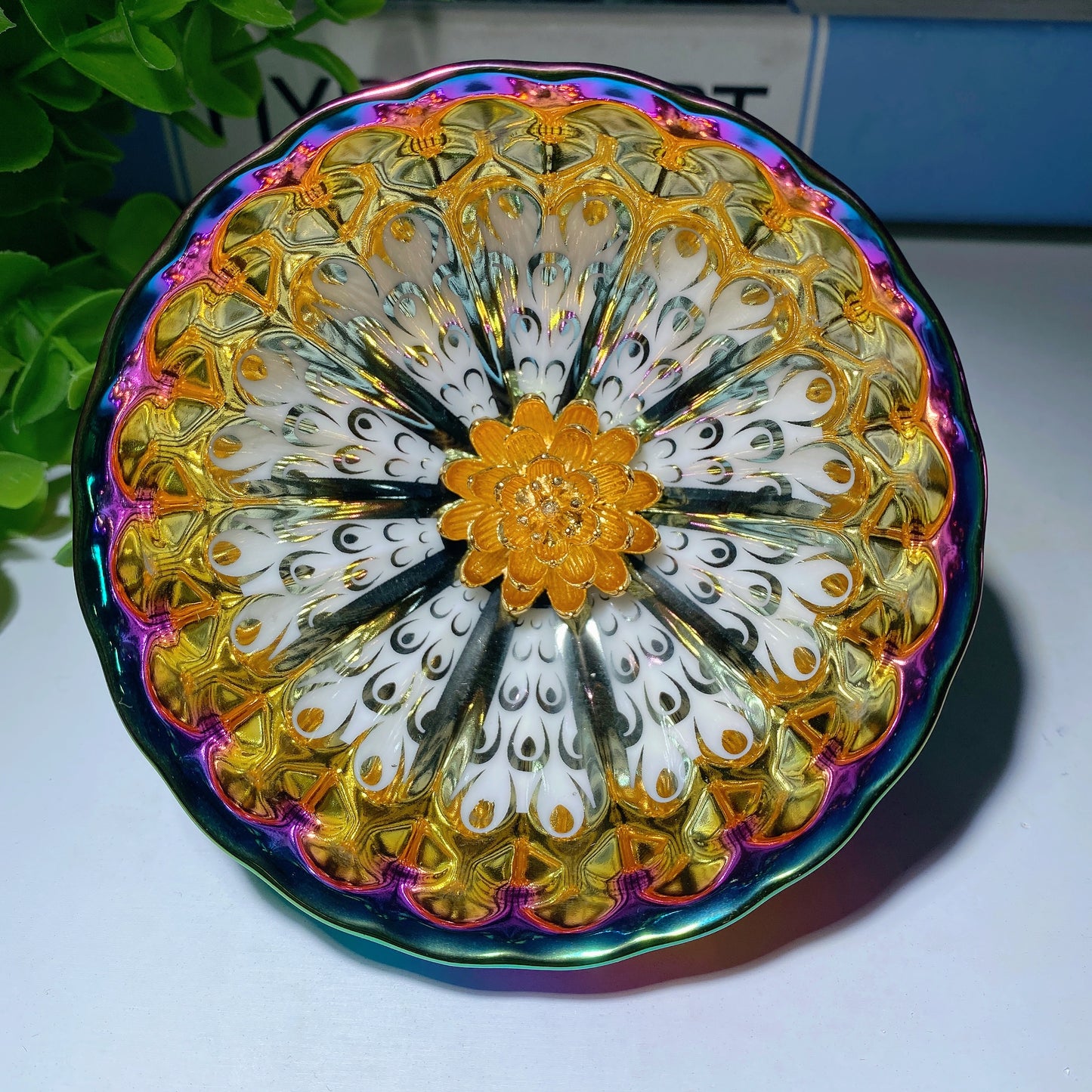 3.7" Aura Dark Rainbow Ceramic Bowl Bulk Wholesale