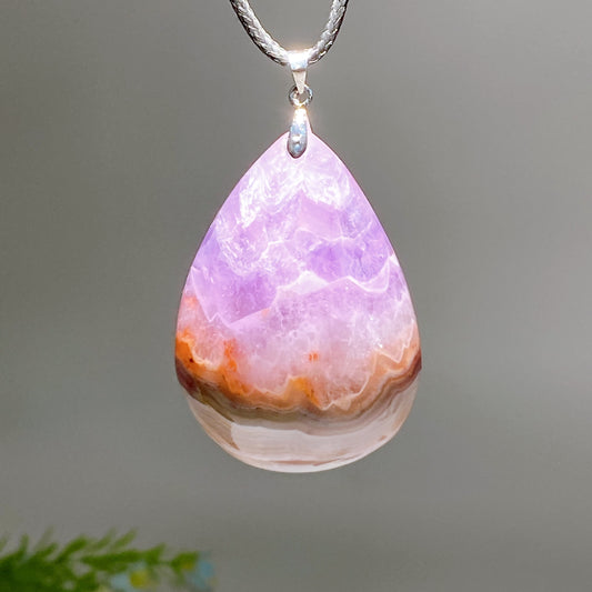 Striped Agate Growing with Amethyst Drop Shape Pendant Crystal Healing Bulk Wholesale