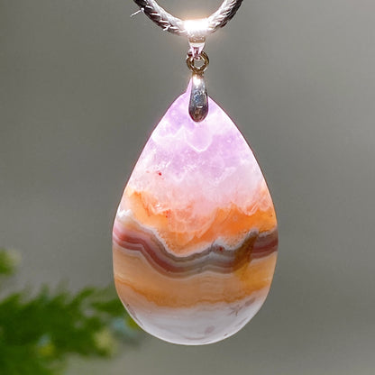 Striped Agate Growing with Amethyst Drop Shape Pendant Crystal Healing Bulk Wholesale