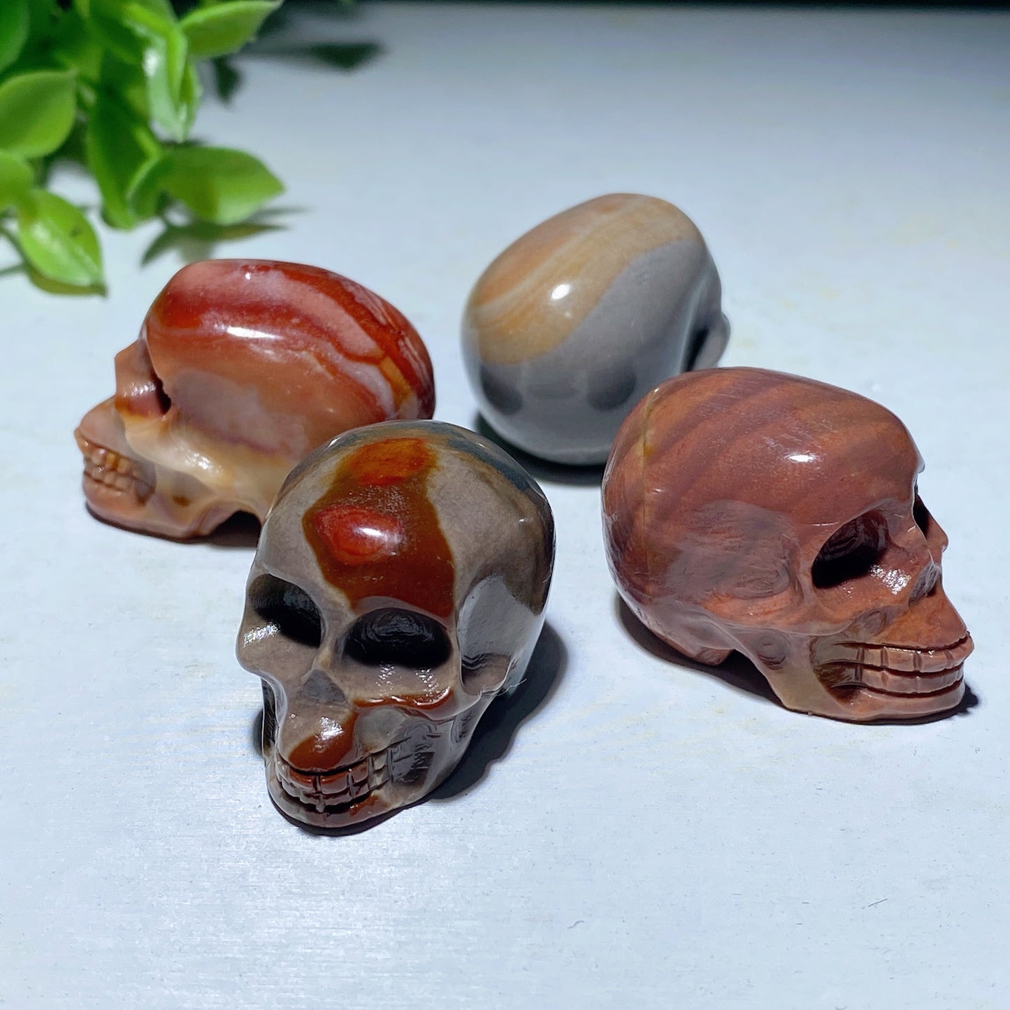 1.15" Mini Polychrome Skull Carvings Bulk Wholesale