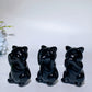 2.3" Black Obsidian Three-no Animal Carving Crystal Healing Bulk Wholesale 3 Pieces