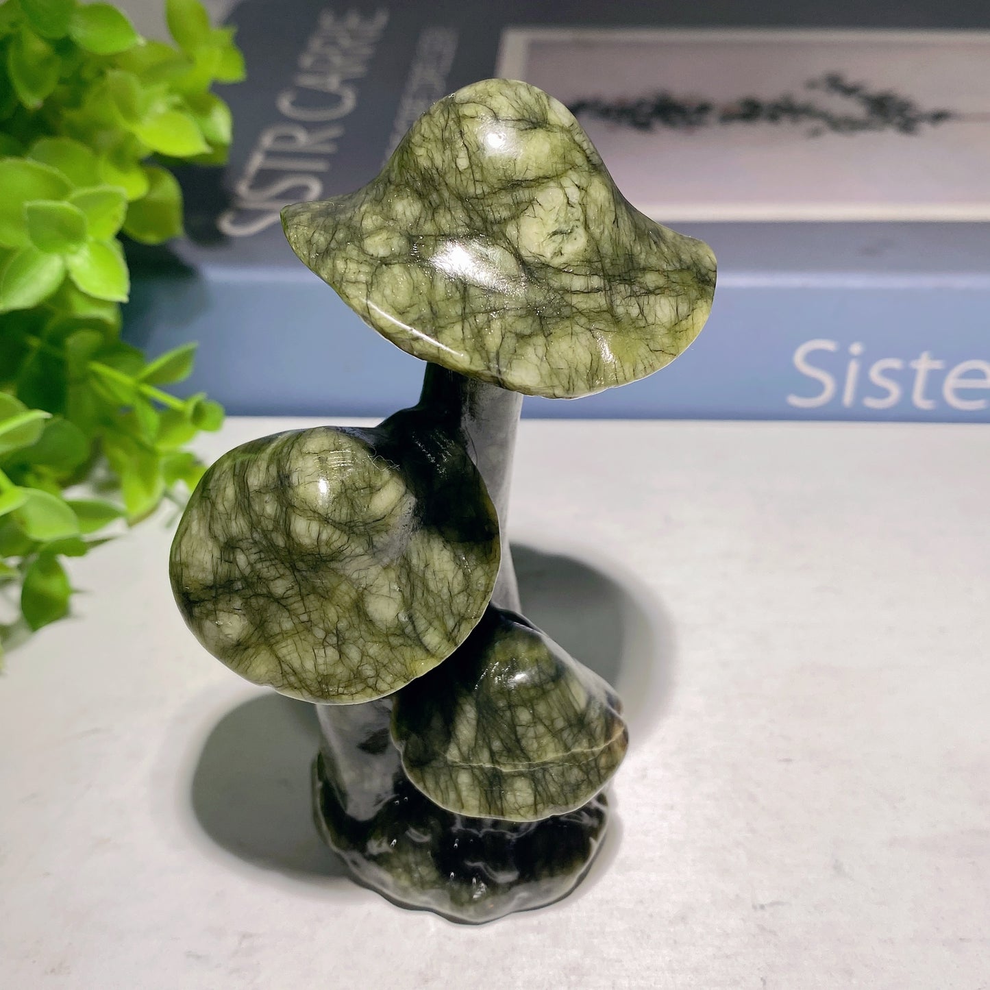 3.9" Jade Serpentine Mushroom Carvings Bulk Wholesale