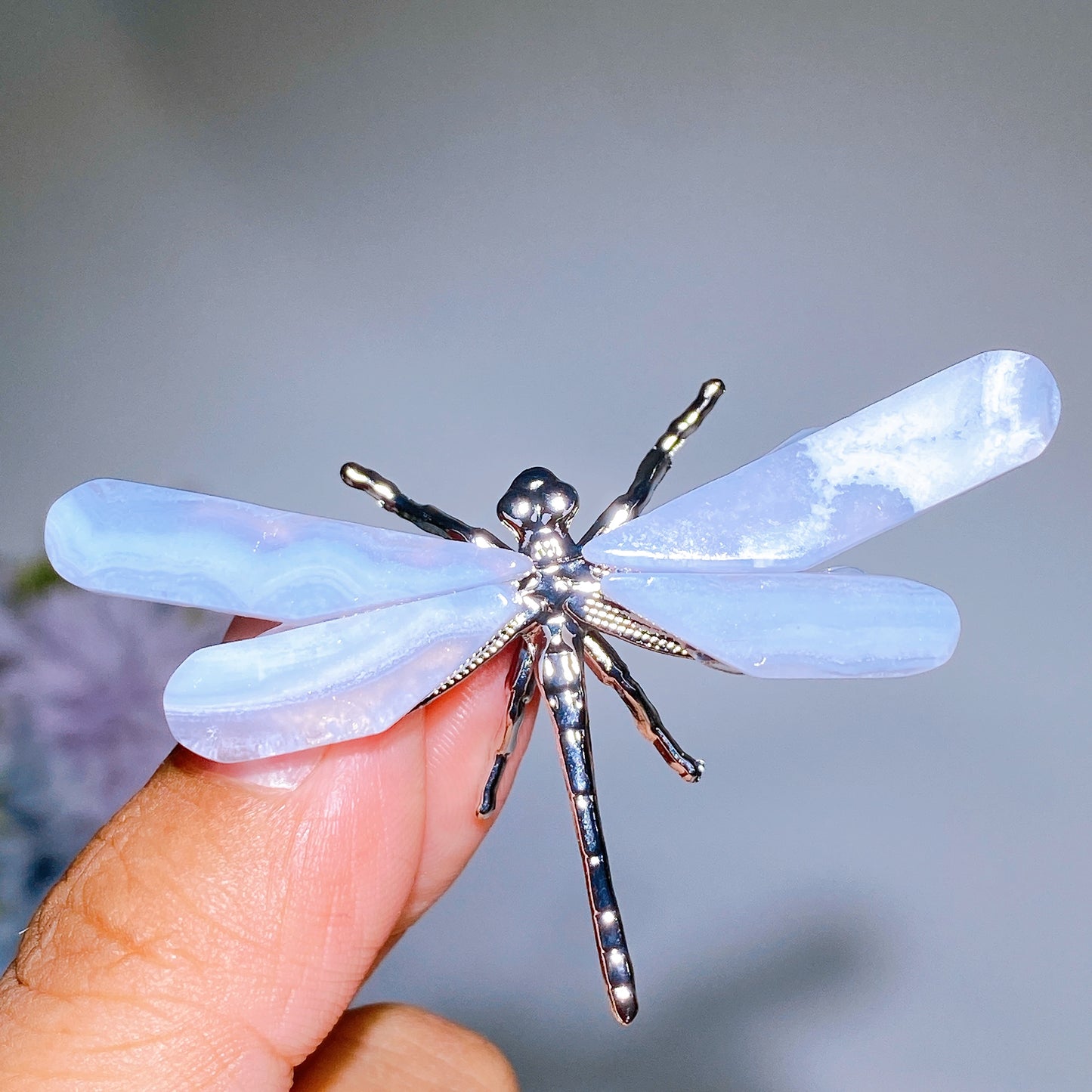 2.1" Blue Lace Agate Dragonfly Crystal Healing Bulk Wholesale