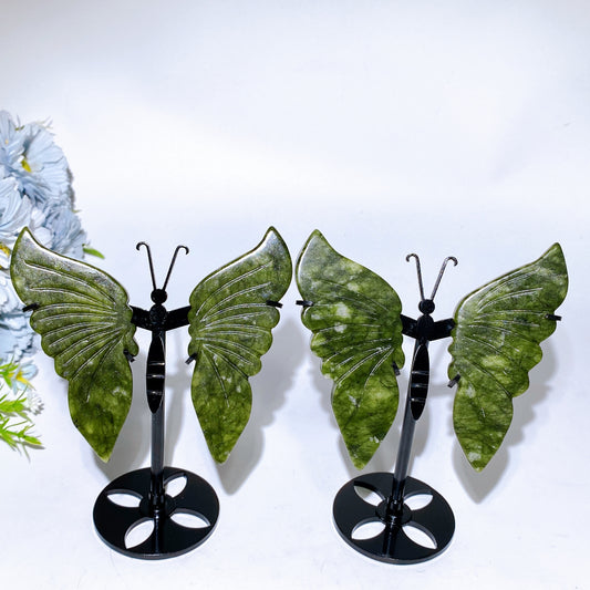 Serpentine Butterfly Wings Carving with Stand Crystal Healing Bulk Wholesale