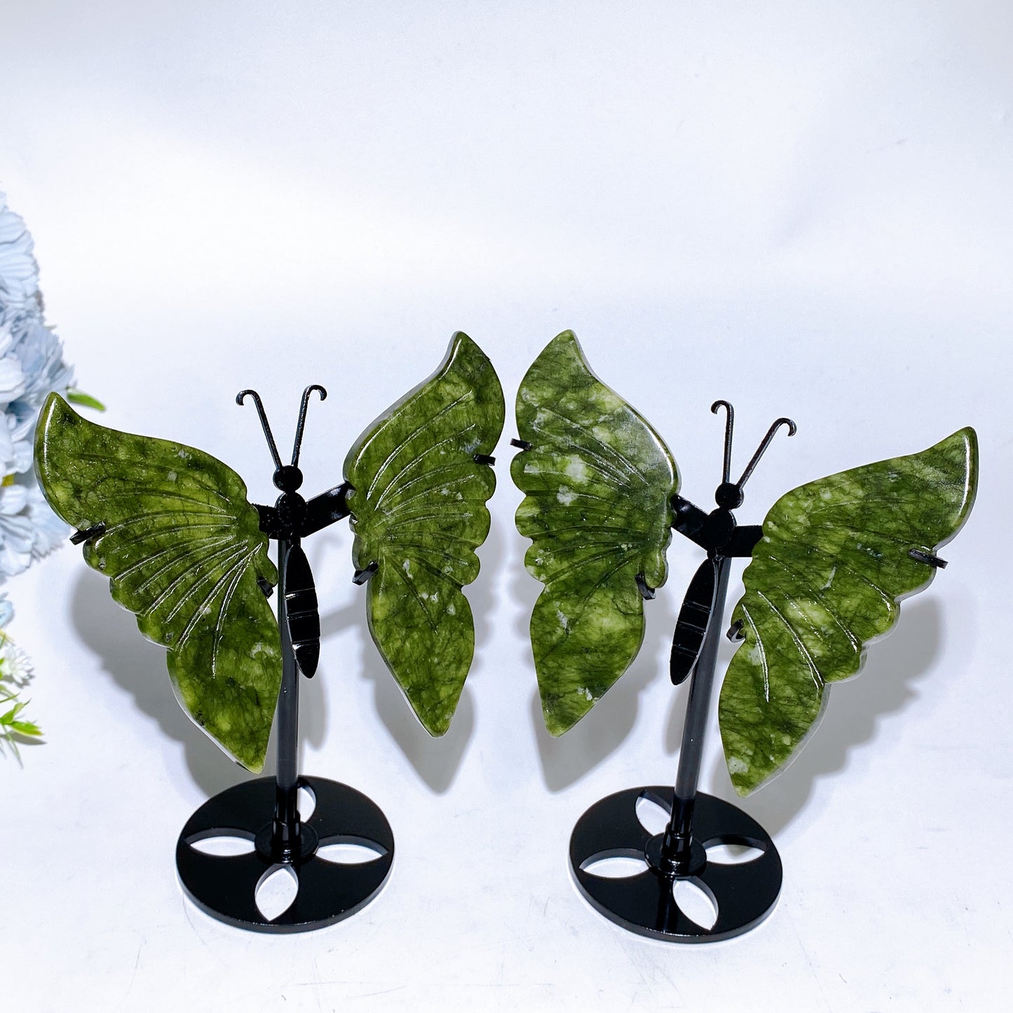 Serpentine Butterfly Wings Carving with Stand Crystal Healing Bulk Wholesale