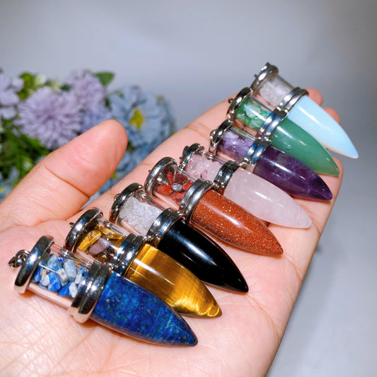 2.0" Crystal Bullet Shape Pendant Crystal Healing Bulk Wholesale