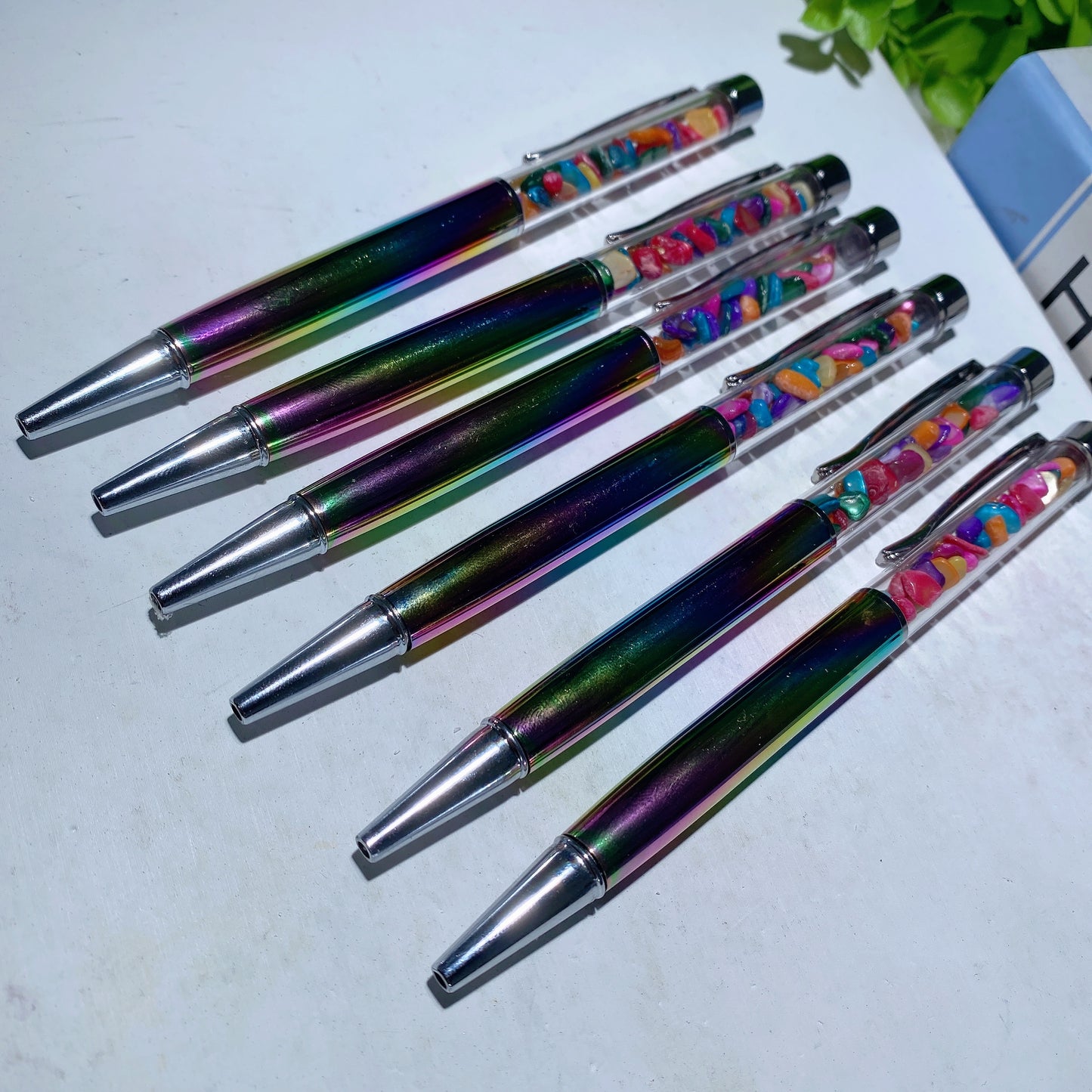 Colorful Aura Crystal Chips Pen Crystal Healing Bulk Wholesale