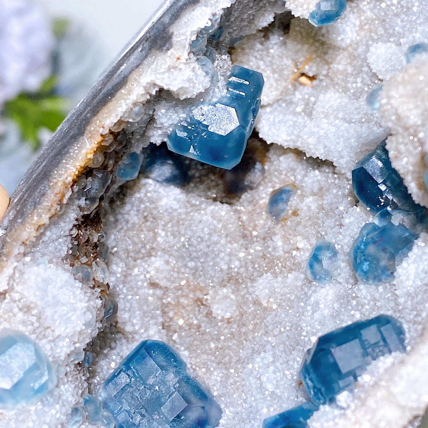 18cm Unique Sugar Blue Fluorite Ship Shape Specimen with Stand Crystal Healing Bulk Wholesale