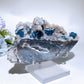 18cm Unique Sugar Blue Fluorite Ship Shape Specimen with Stand Crystal Healing Bulk Wholesale