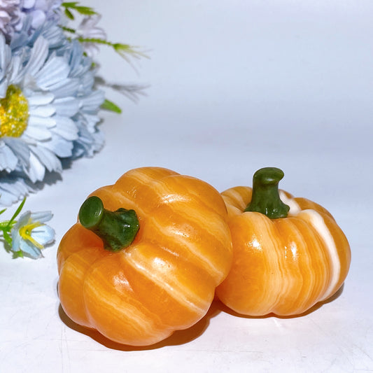 2.2" Orange Calcite Pumpkin Vegetable Carving Crystal Healing Bulk Wholesale