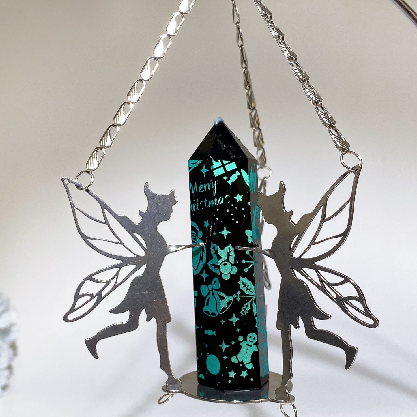 Metal Fairy Decor Stand with Wooden Base for Point Crystal Healing Bulk Wholesale